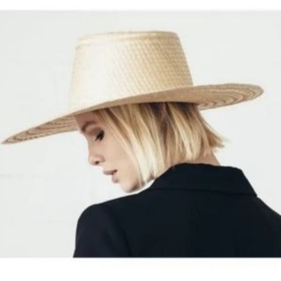 JANESSA LEONE Elsa Natural Womens Small Straw Boater Hat NEW‎ - Picture 2 of 12